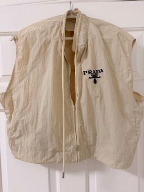 Prada Milano Re-Nylon Sleeveless Hooded Vest - Cream